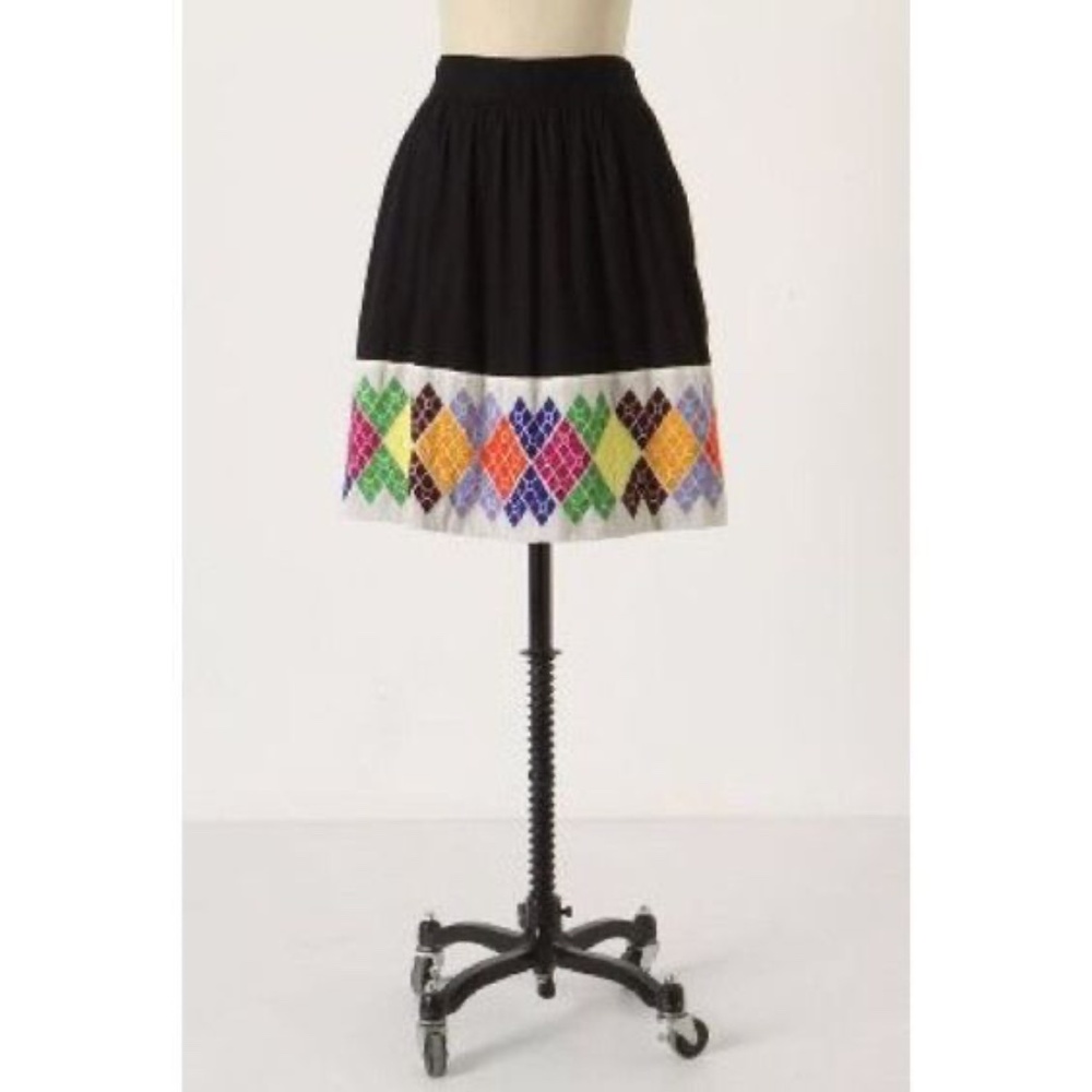 Anthropologie Floreat Embroidered Mosaic Skirt 0
